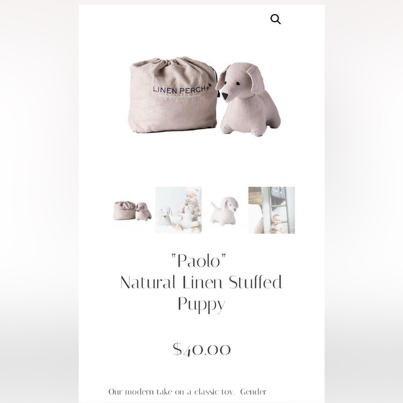 NWT Linen Perch Paolo Natural Linen Stuffed Puppy - Picture 12 of 12